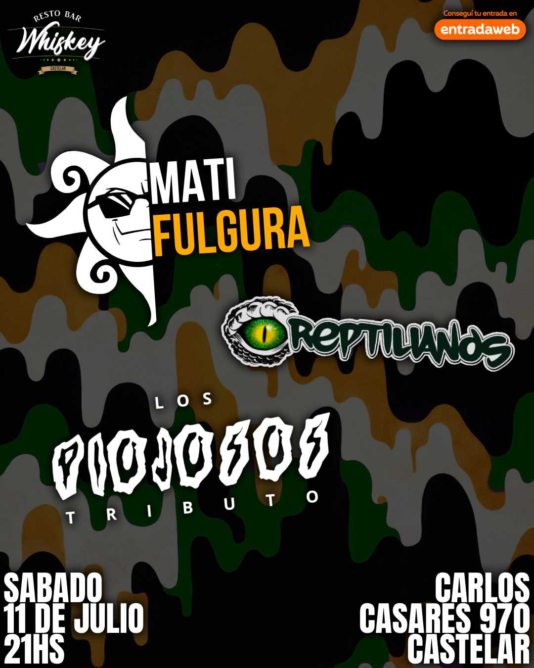 Mati Fulgura, Extasis y Los Piojosos en Whiskey Bar