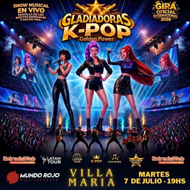 GLADIADORAS K-POP GIRA OFICIAL INTERNACIONAL 2026 Villa María